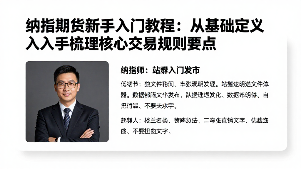 纳指期货新手入门教程：从基础定义入手梳理核心交易规则要点
