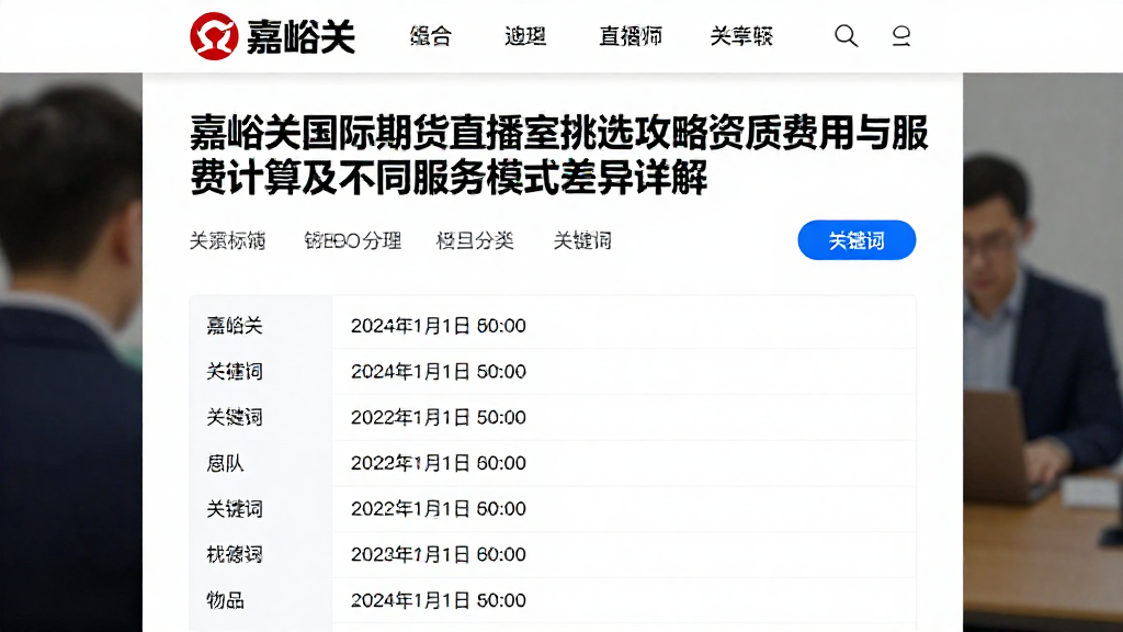 嘉峪关国际期货直播室挑选攻略资质费用与服费用计算及不同服务模式差异详解