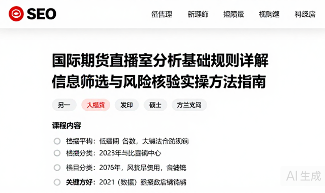 国际期货直播室分析基础规则详解信息筛选与风险核验实操方法指南