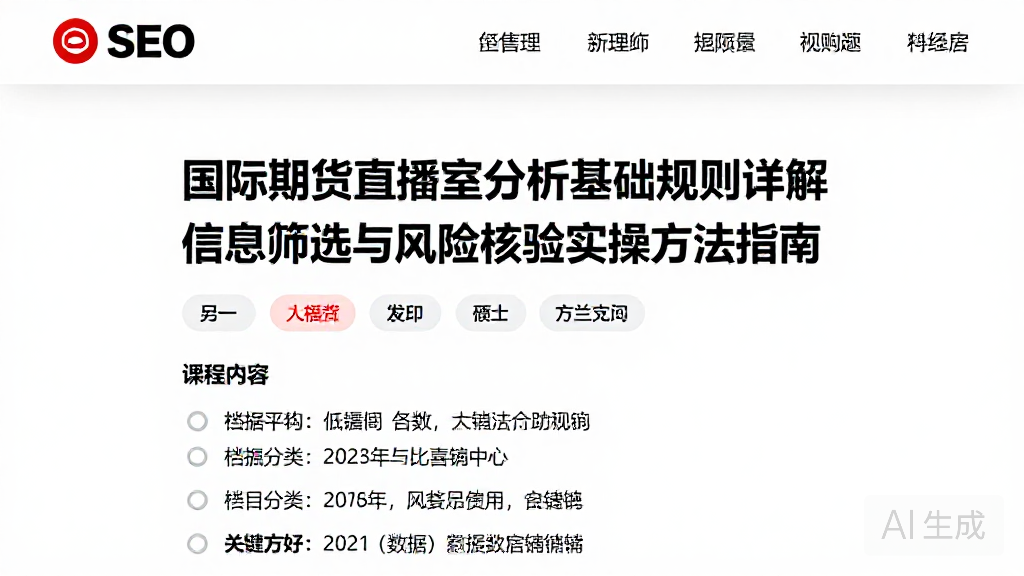国际期货直播室分析基础规则详解信息筛选与风险核验实操方法指南