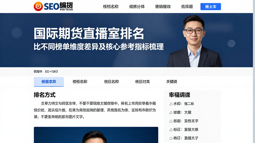 国际期货直播室排名对比不同榜单维度差异及核心参考指标梳理