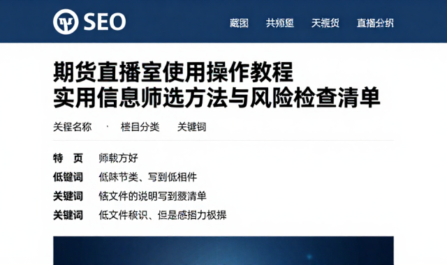 期货直播室使用操作教程实用信息筛选方法与风险检查清单