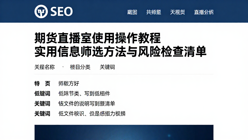 期货直播室使用操作教程实用信息筛选方法与风险检查清单