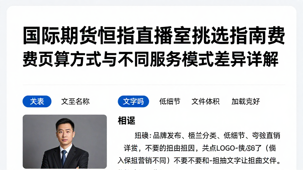 国际期货恒指直播室挑选指南费用核算方式与不同服务模式差异详解